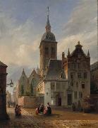 unknow artist On the sunlit church square France oil painting artist